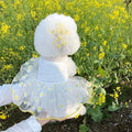Yellow daisy print dog clothing for summer wear in lightweight polyester fabric