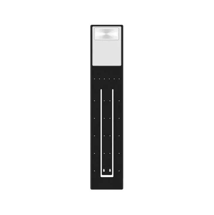 Folding LED book light, black plastic, 205x40x9mm, USB rechargeable, frosted panel, for Kindle reading