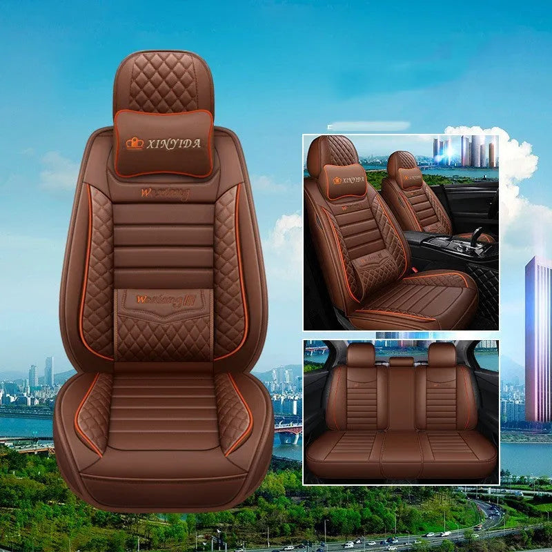 Red leather car seat cushion with high elastic sponge filling, shown on a car seat.