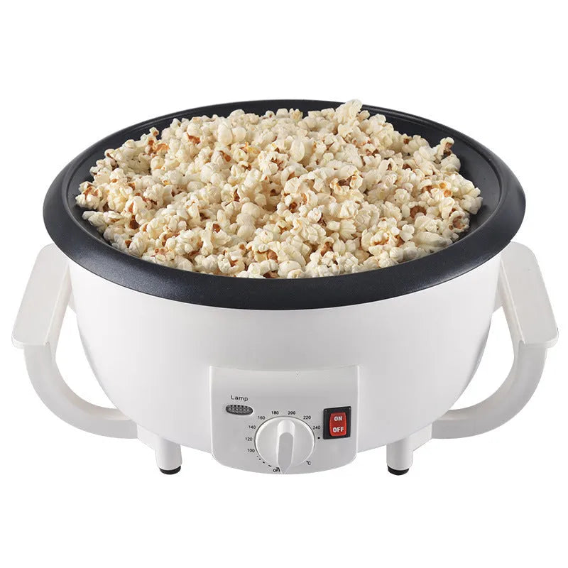 White oblate-shaped home coffee roasting machine with a 225mm base.