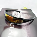 Outdoor sports sunglasses with PC lenses and plastic frame, available in black and white colour options.
