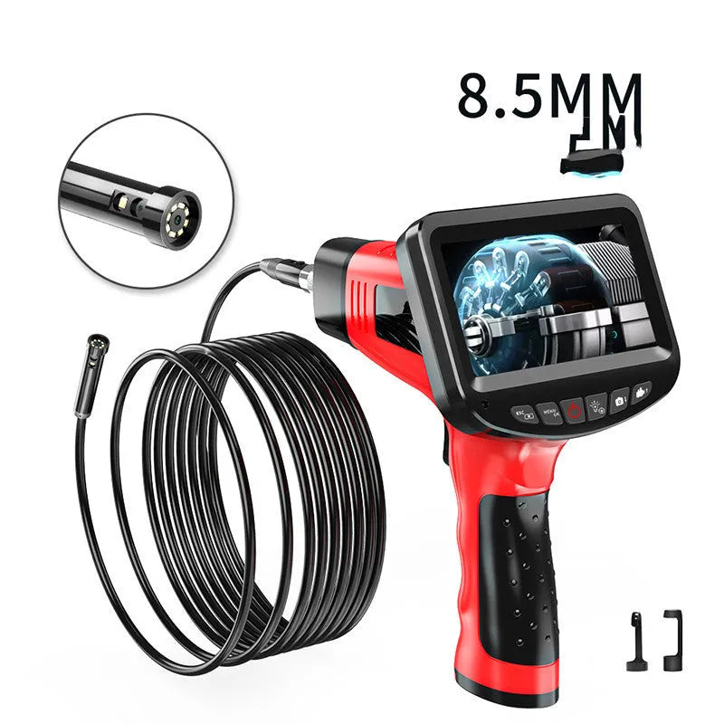 8.5mm diameter dual-lens endoscope inspection camera with snake pipeline and hard wire probe options