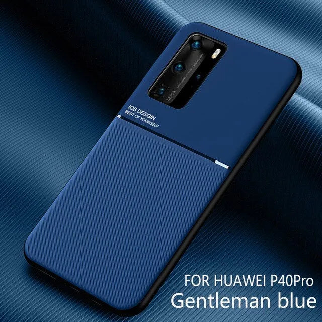 Huawei magnetic friction anti-fall back cover in black with PU leather finish and TPU inner shell for P30 Pro.