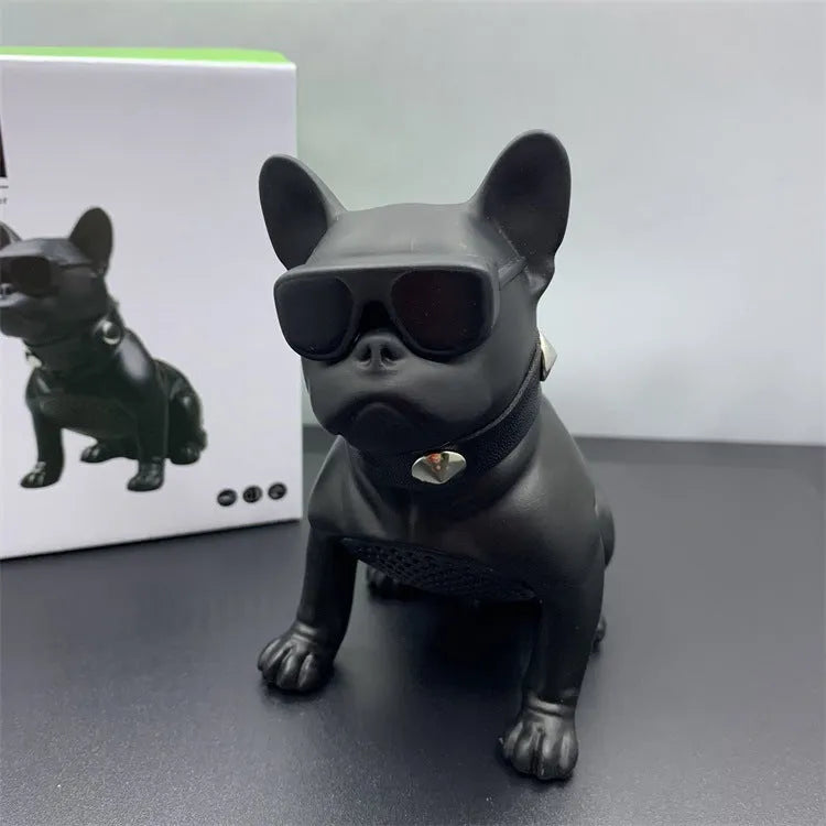 Mini bulldog Bluetooth speaker in black colour showing full body design with wireless connectivity