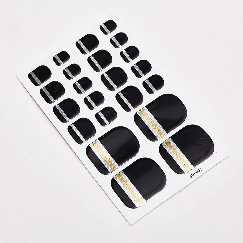 Waterproof nail stickers pack with 22 small stickers and 14 tips in colour GD001