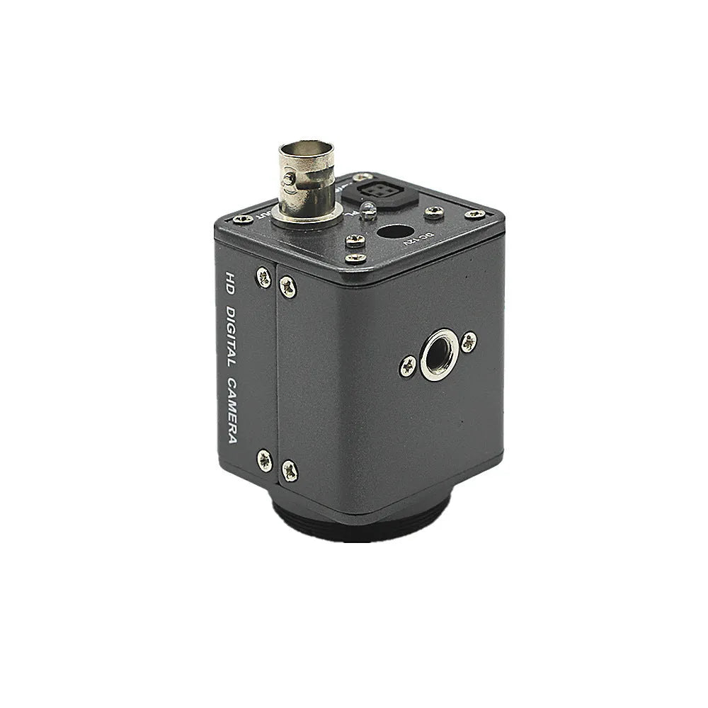Hc-109 mini industrial metal camera for microscope use with gun-style body.