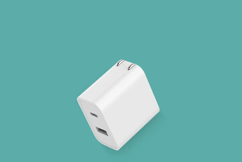 Xiaomi 30W USB charger, white, dual port USB-C and USB-A, compact 48mm x 28mm x 47mm