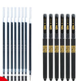 Set of 8 carbon black gel pens for students with needle and bullet tip options