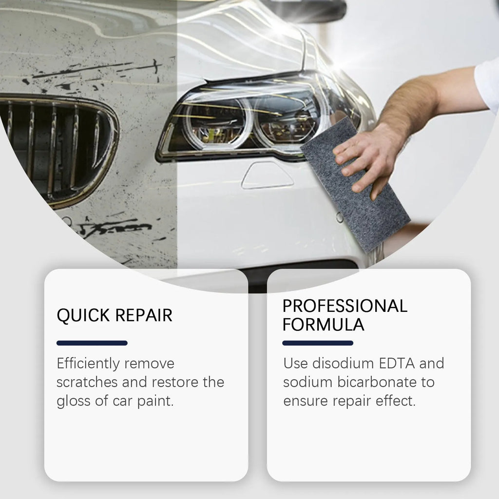 Car scratch repair suit with 60g scratch remover nano cloth towel and sponge on a white background