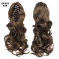 Long wave ponytail wrap-around clip in gray synthetic hairpiece with natural wave texture