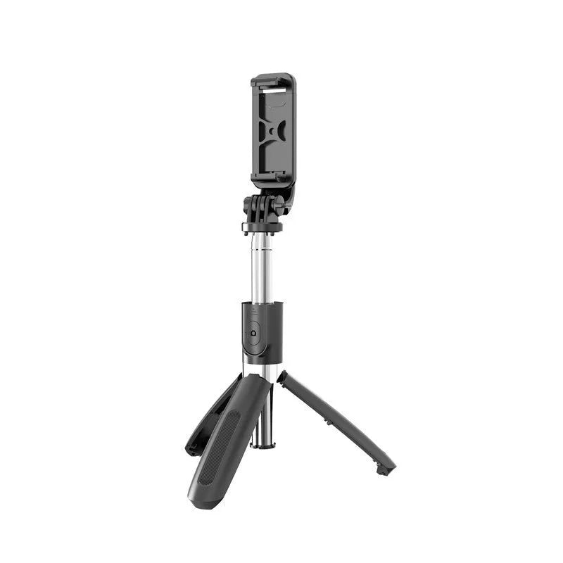 Bluetooth selfie stick with mini remote control extended to 1000mm in black colour