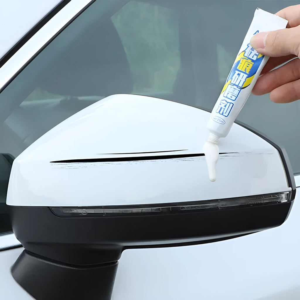 Automotive paint repair pen 4-piece set with touch-up paint, wax, sandpaper and sponge