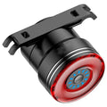 Black aluminium smart brake sensing USB rechargeable bicycle taillight with COB LED.