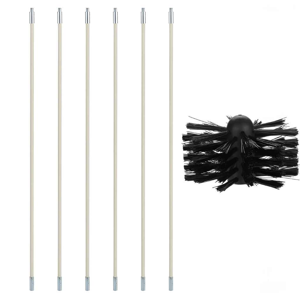 Flexible 600mm long dryer vent cleaning brush with nylon bristles and bendable rod.