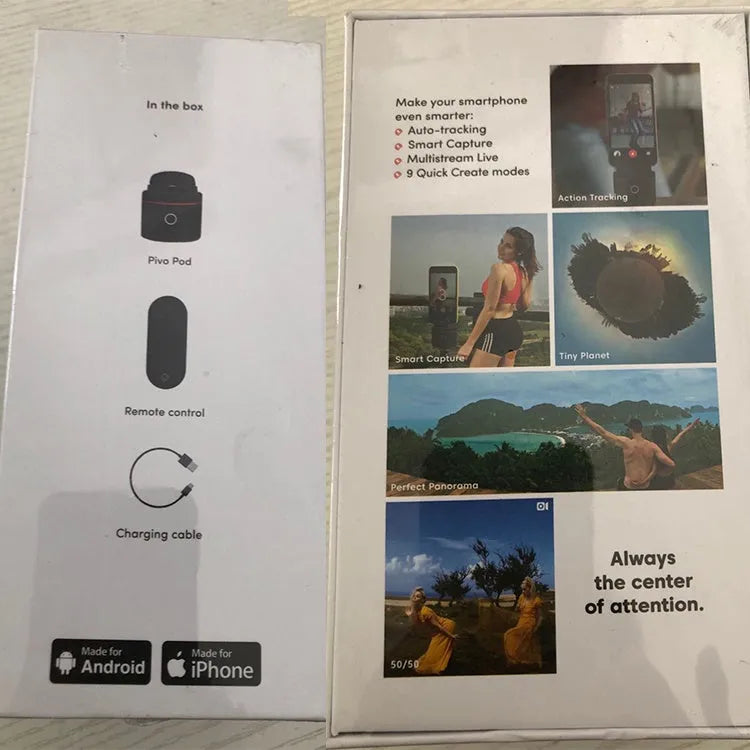 Matte black PIVO facial tracking smartphone mount with 360-degree rotation capability