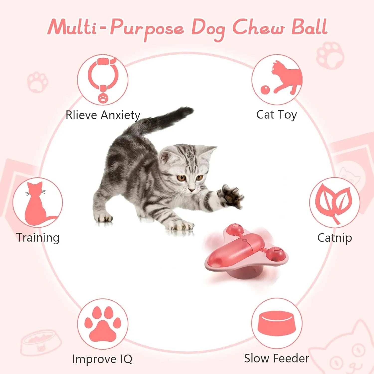 Blue interactive pet puzzle toy with bell, catnip holder and airplane snack compartment on suction cup base