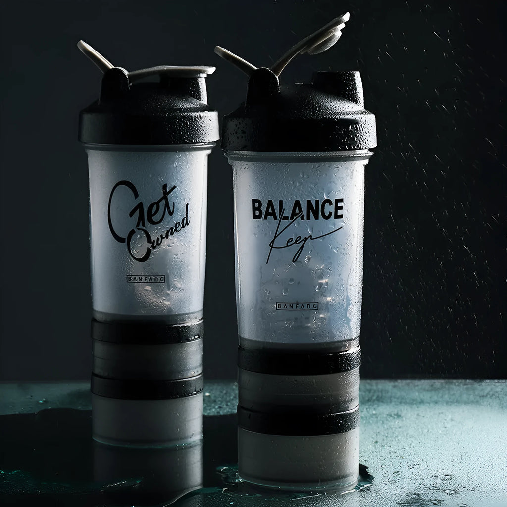 Fitness shake cup 500ML plastic leak-proof design for protein shakes portable gym use