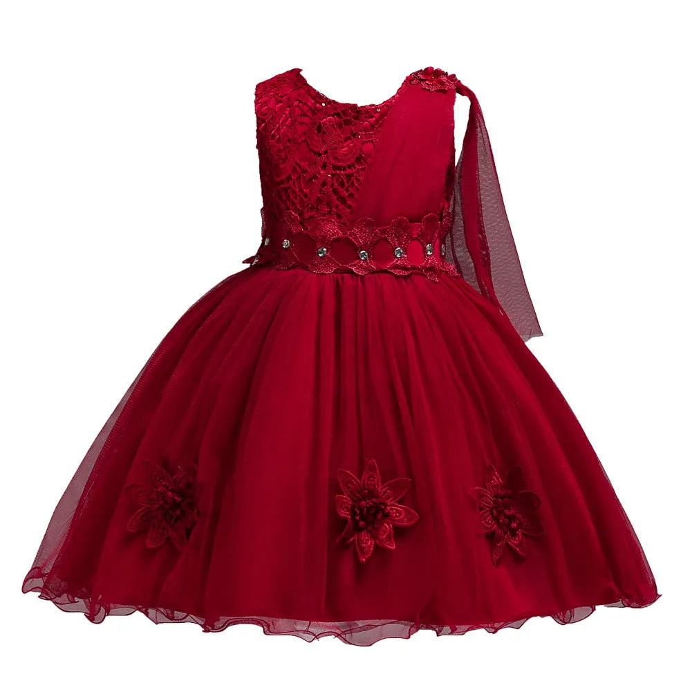 Baby girl satin polyester cotton party dress in pink on white background front view