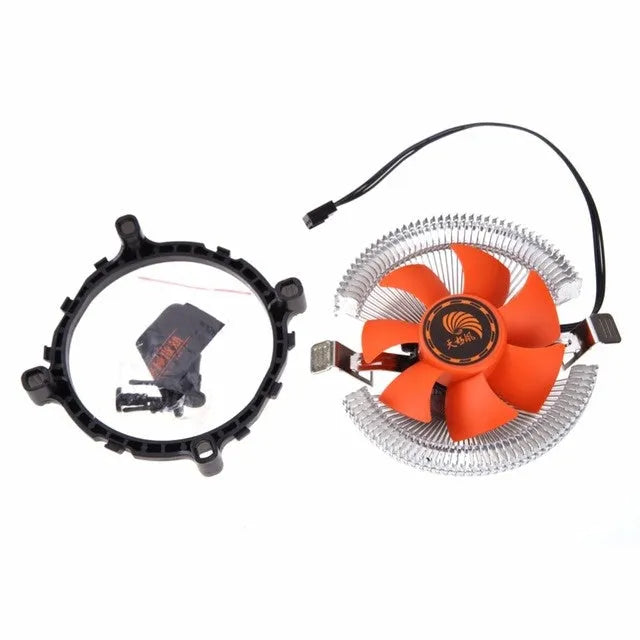 PC CPU cooler cooling fan 12V DC 2600RPM low noise with black chassis and installation accessories