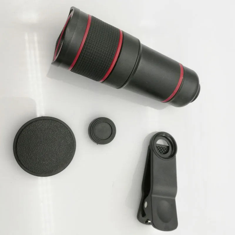 Cell phone telescope lens 20x roof prism 18mm objective 33x94mm in black or white