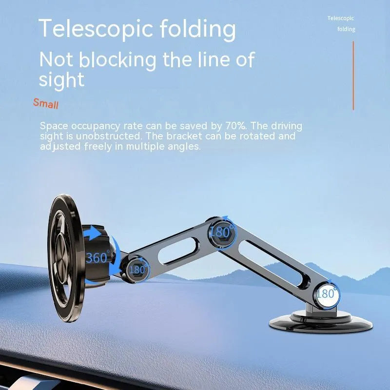 All-metal magnetic car phone holder in four metallic colours with magnetic rings and adhesive pads