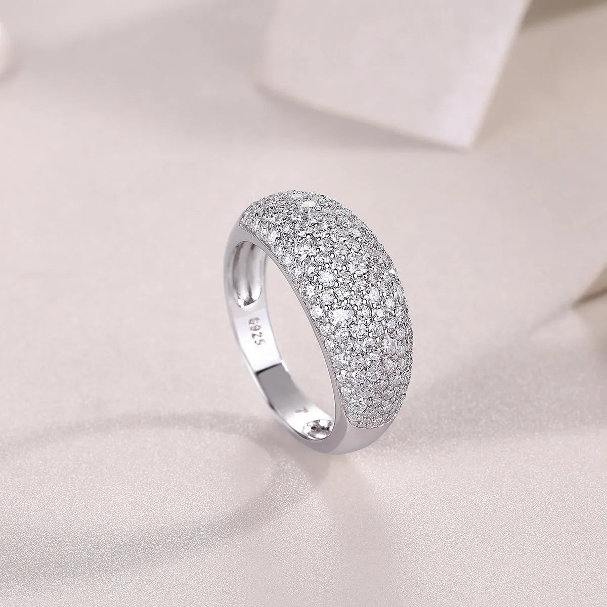 Moonlit Night Stars moissanite wedding ring set in platinum-plated S925 silver, gift boxed