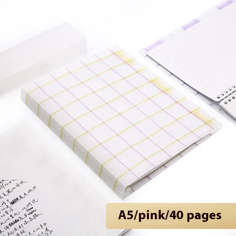 Refillable spiral notebook in A5 and B5 sizes with colourful PP cover options