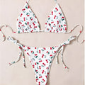 Holiday split halter bikini set in solid colour with nylon lining and backless briefs, size S-XL