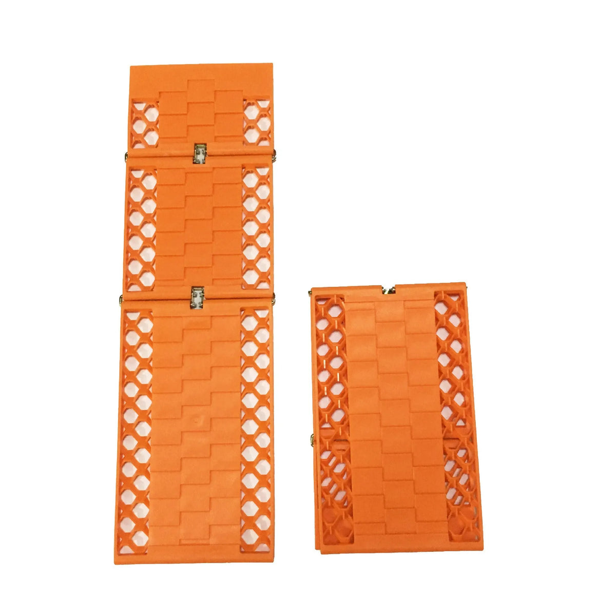 Pair of folding orange anti-slip rescue boards for car recovery