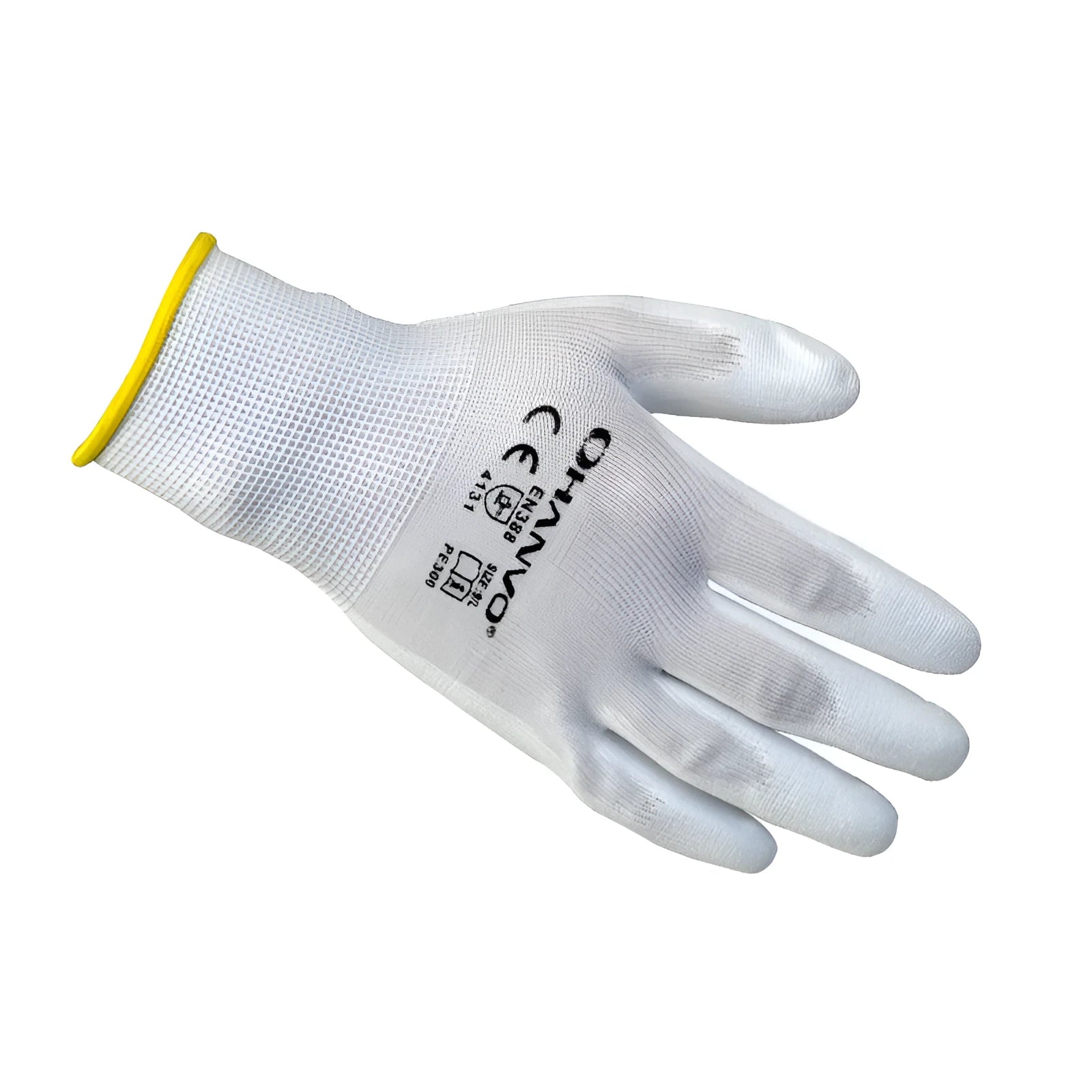 White PU coated work gloves with breathable flexible design for labour and gardening protection