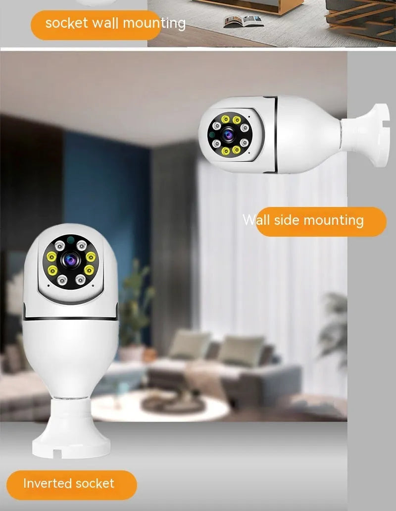 Wireless wifi bulb security camera with 1080p night vision for indoor and outdoor monitoring