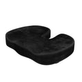 Black flannel U-shaped memory foam seat cushion for office chair comfort.