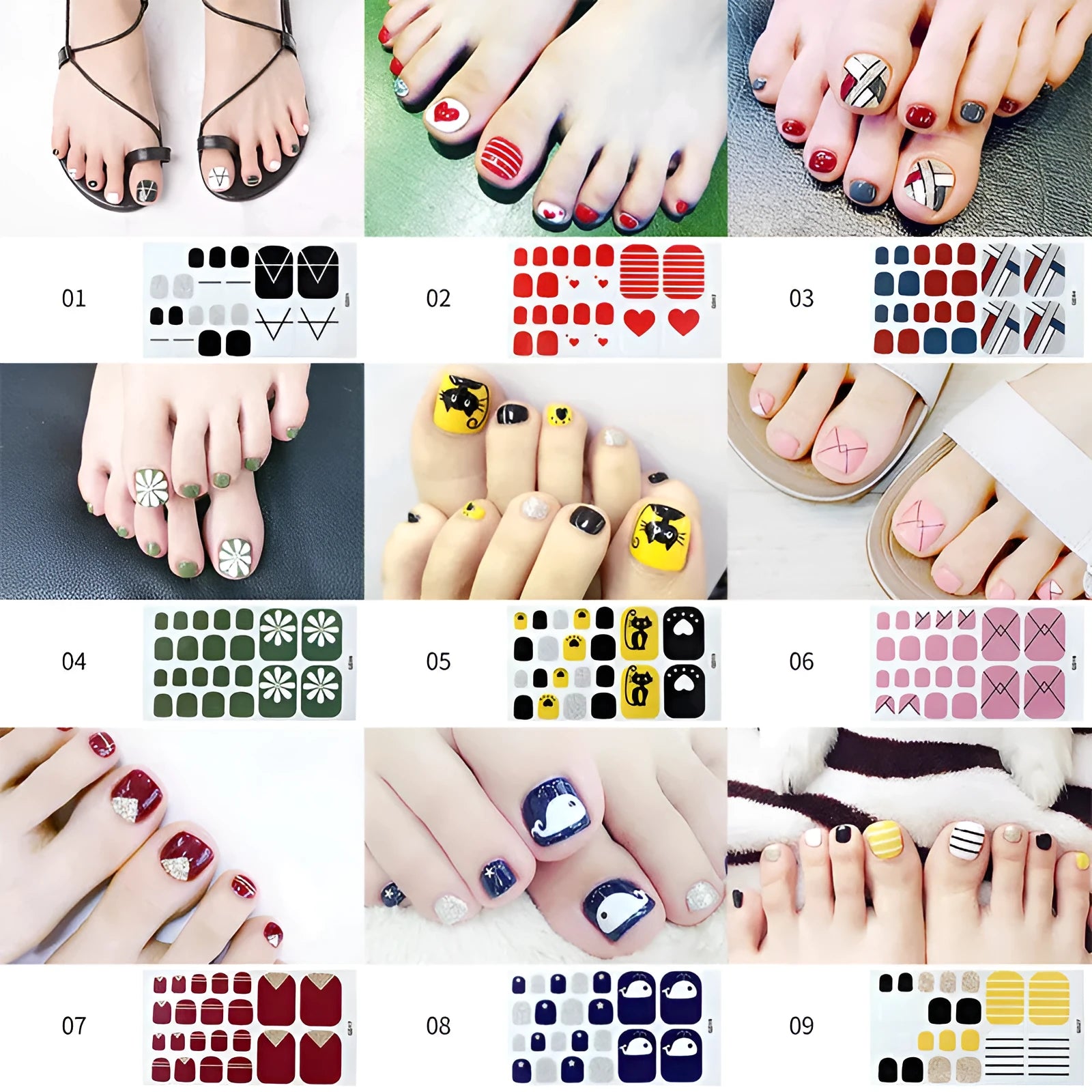 Cute waterproof foot nail sticker for toenails in pink colour on a foot