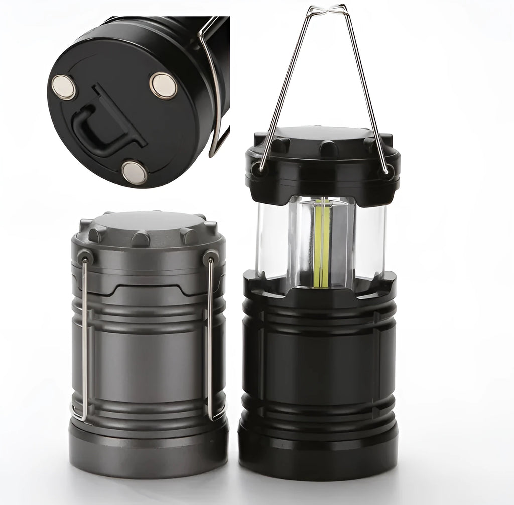 Black battery COB outdoor camping tent light with 3V power for emergency and home use