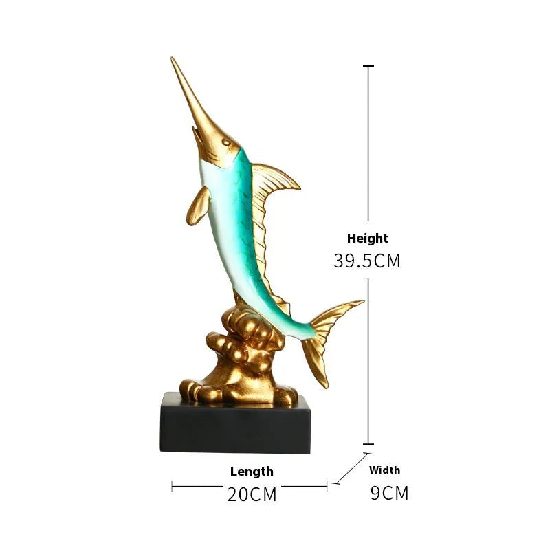 European style swordfish decorative craft ornament in plastic and resin materials