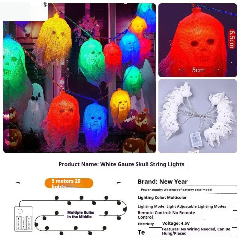 Halloween coloured LED string lights for indoor wall decoration with battery box