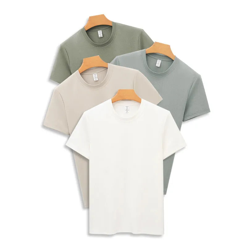 Men's beige short sleeve antibacterial quick-dry polo shirt laid flat, showing straight cut and regular sleeves.