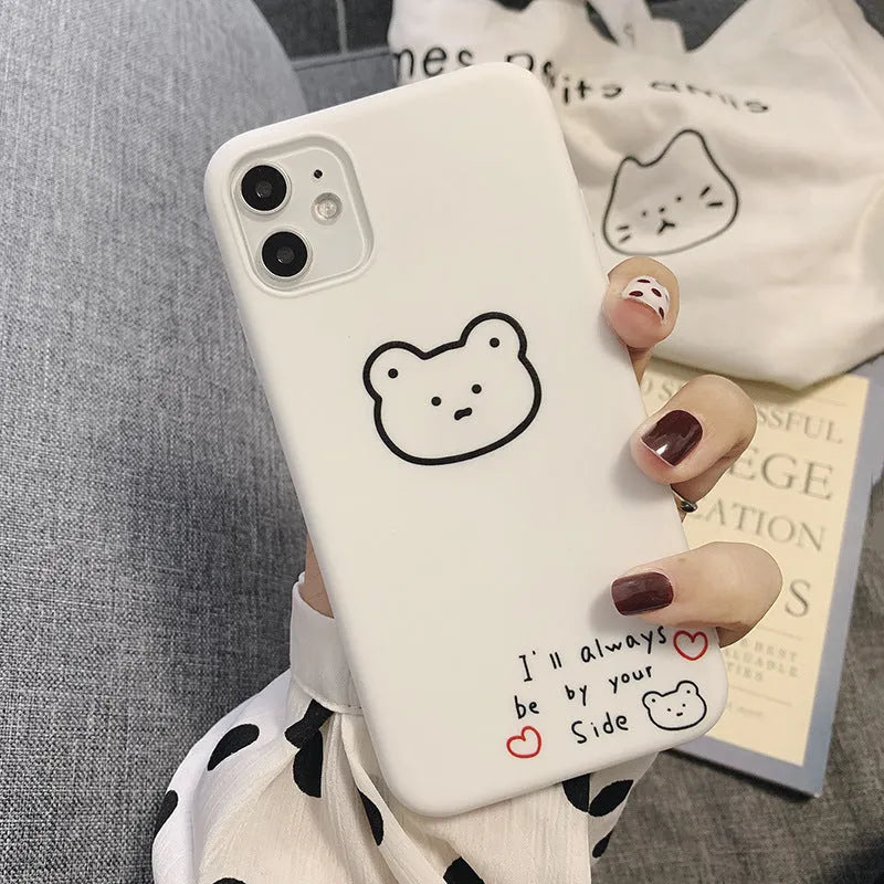 Silicone mobile phone case with a cartoon bear design for Apple iPhone models