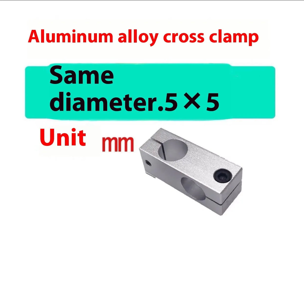 Aluminium alloy same diameter cross clamp fixing clip pillar in multiple sizes 4mm to 60mm