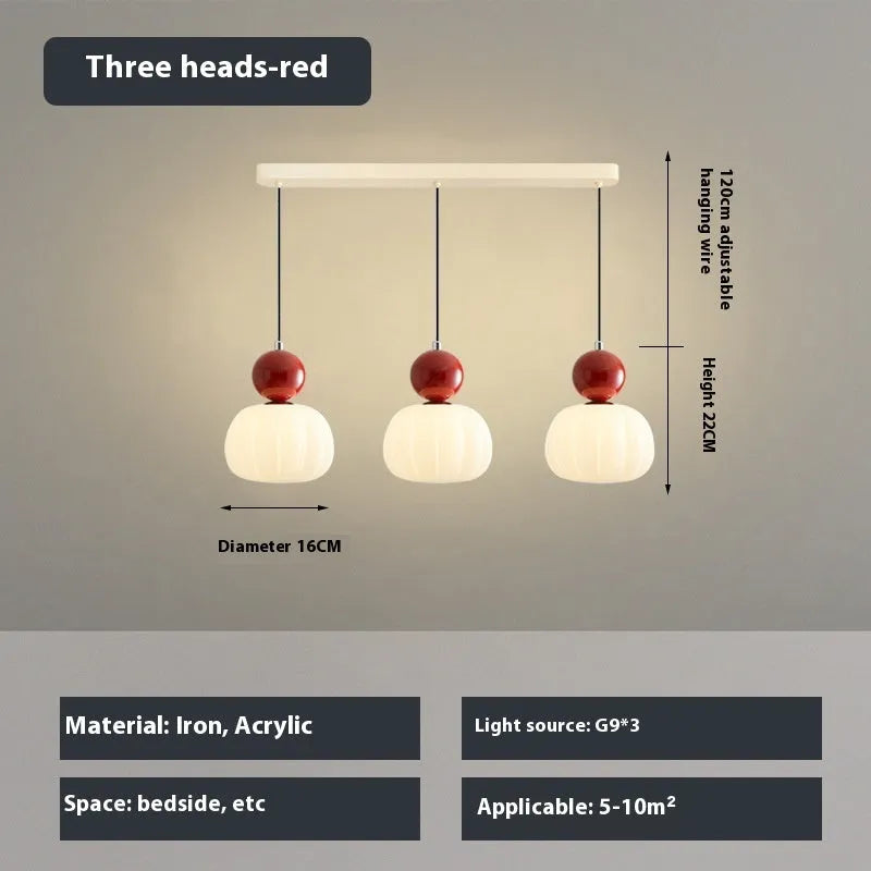 Nordic style pumpkin-shaped bedroom chandelier in alloy with multiple head and colour options
