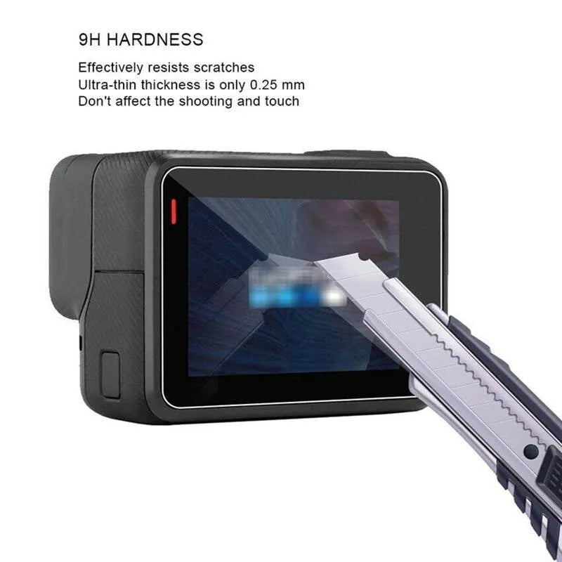 GoPro Hero 5 6 7 transparent 9H tempered glass lens and LCD screen protector film pack
