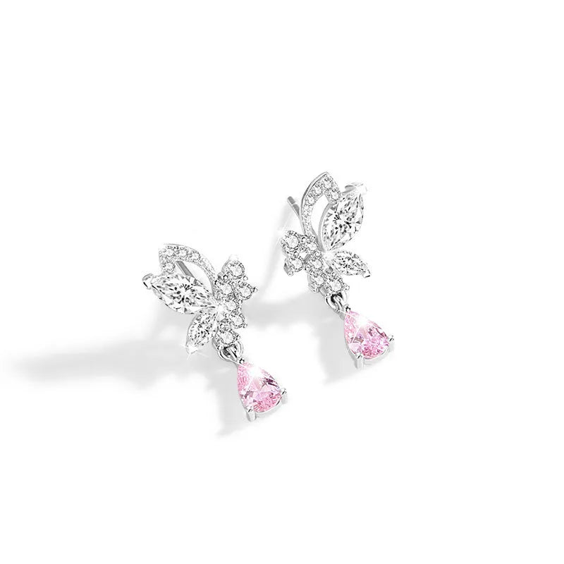 Butterfly design silver stud earrings for women with E0141 colour specification