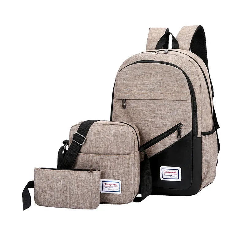 Solid colour casual backpack with double shoulder belts in camel colour
