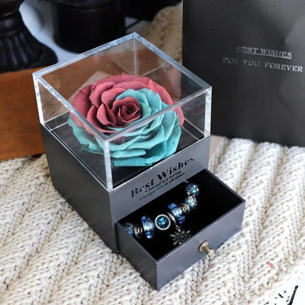 Eternal flower rose jewellery box decorative display gift packaging 8.5 cm