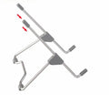 A grey mobile phone and laptop stand made from aluminium alloy and engineering plastic.