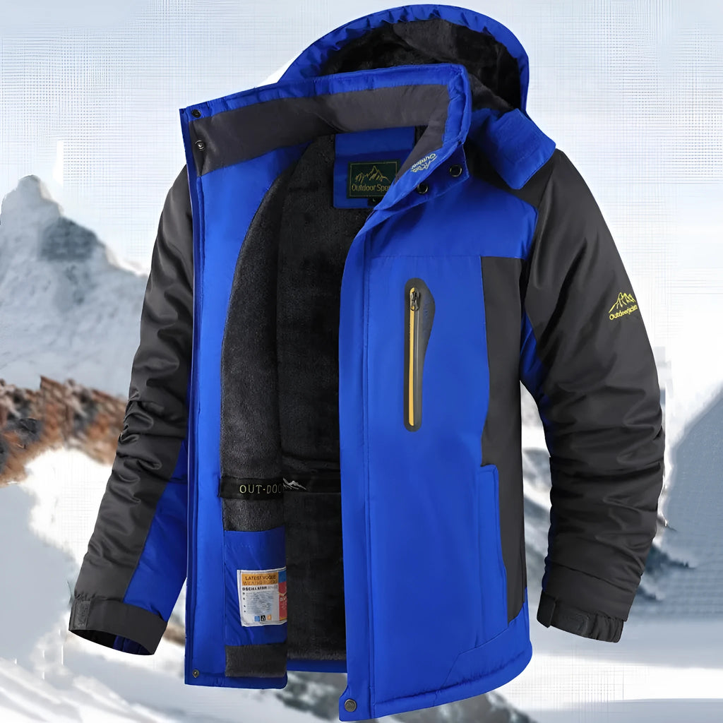 Men's fleece-lined thick winter jacket mid-length cotton-padded coat in 828 Black