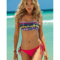 Ladies backless floral one-piece swimsuit in pink with high elasticity fabric and chest pad