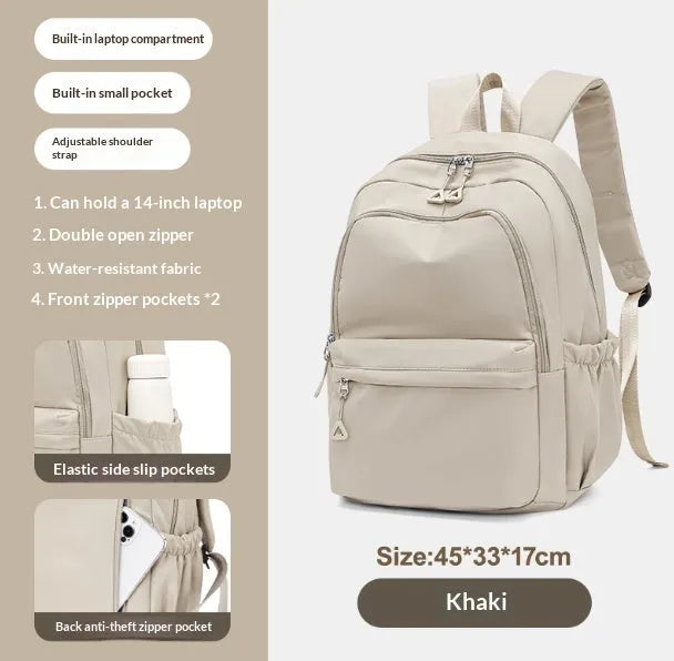 Off-white canvas backpack 45cm high x 33cm wide x 17cm thick for high school students