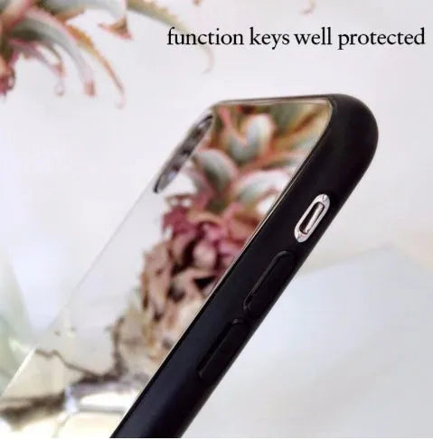 Black compatible iPhone case with integrated mirror for iPhone X, 7 Plus, and 8 Plus models.