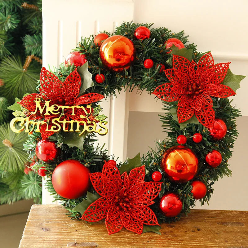 30cm plastic Christmas wreath in multicolour options for door or garden display